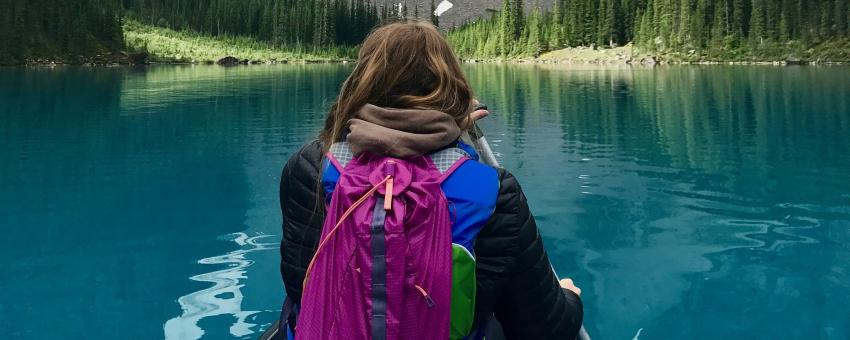 Marlena padding the Moraine Lake