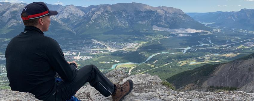 Sitting on top of Miners Peak, Canmore, AB