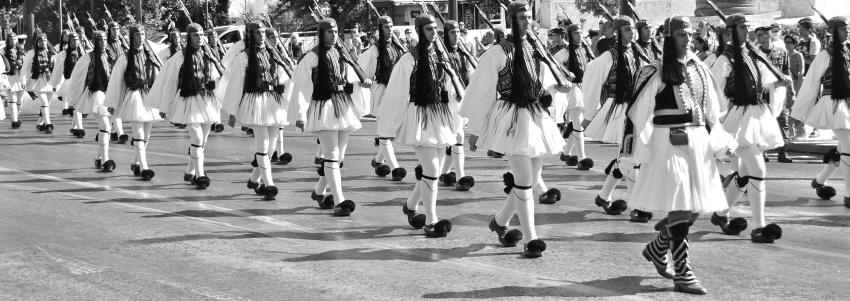 Traditional Greek Soldiers on Parade