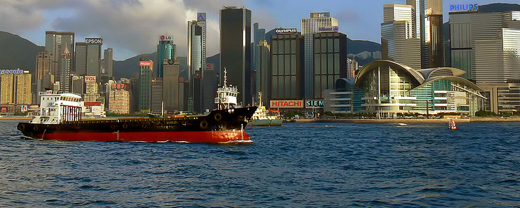 Busy harbour Hong Kong.