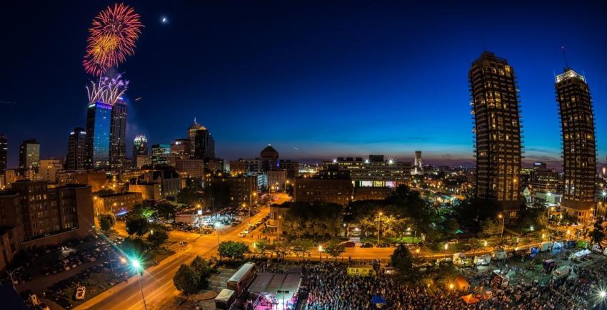 Indianapolis Skyline with Fireworks