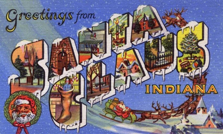 Greetings from Santa Claus, Indiana - Large Letter Postcard